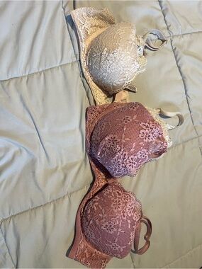 Victoria's Secret Lace Push-Up Bra Duo in Cream & Mauve